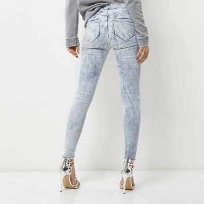 White acid wash paint effect Molly jeggings